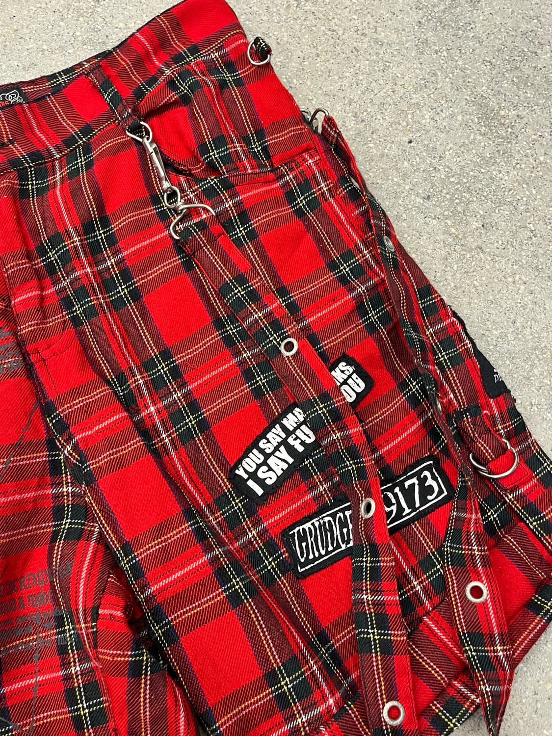 MAD PUNKS 본디지 미디 체크 팬츠 상품이미지3