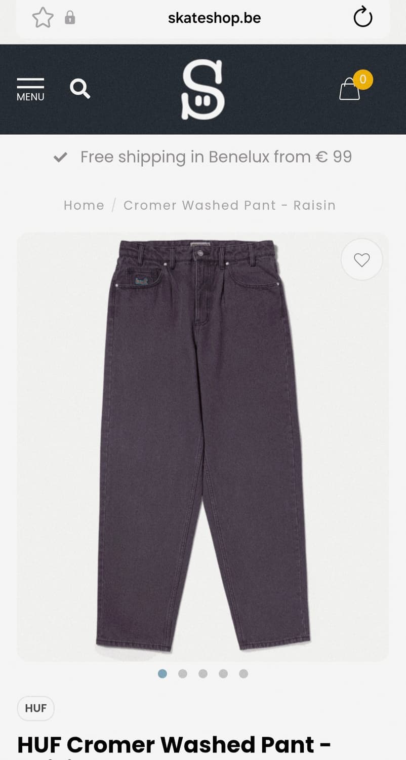 HUF CROMER WASHED PANT [RAISIN] 34 상품이미지1