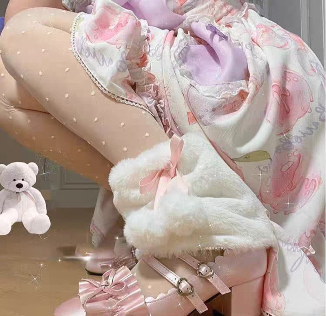 양산형지뢰계 레그워머 히메갸루 캐캐체 핀터깔 로맨틱 스나계 로리타 달천깔 상품이미지1