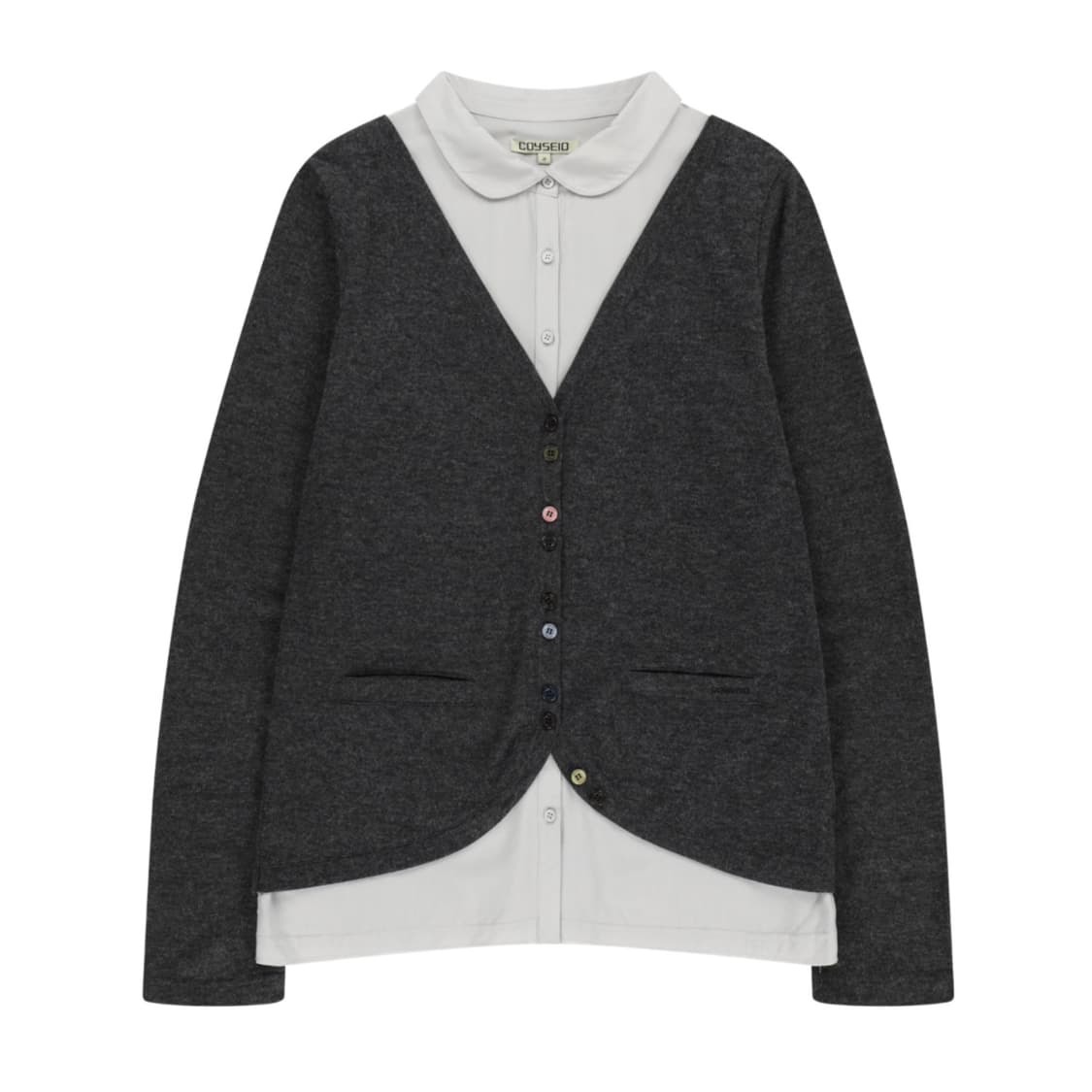 [2] 코이세이오 레이어드 셔츠 가디건 다크 그레이 상품이미지1