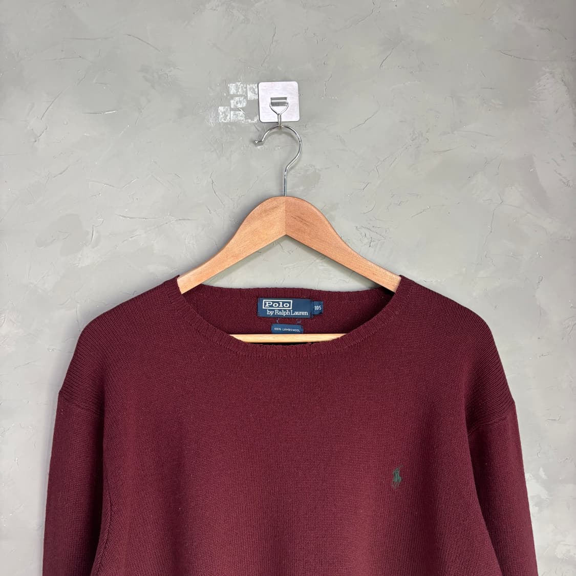 폴로 랄프로렌 램스울 라운드넥 니트 버건디 상품이미지2
