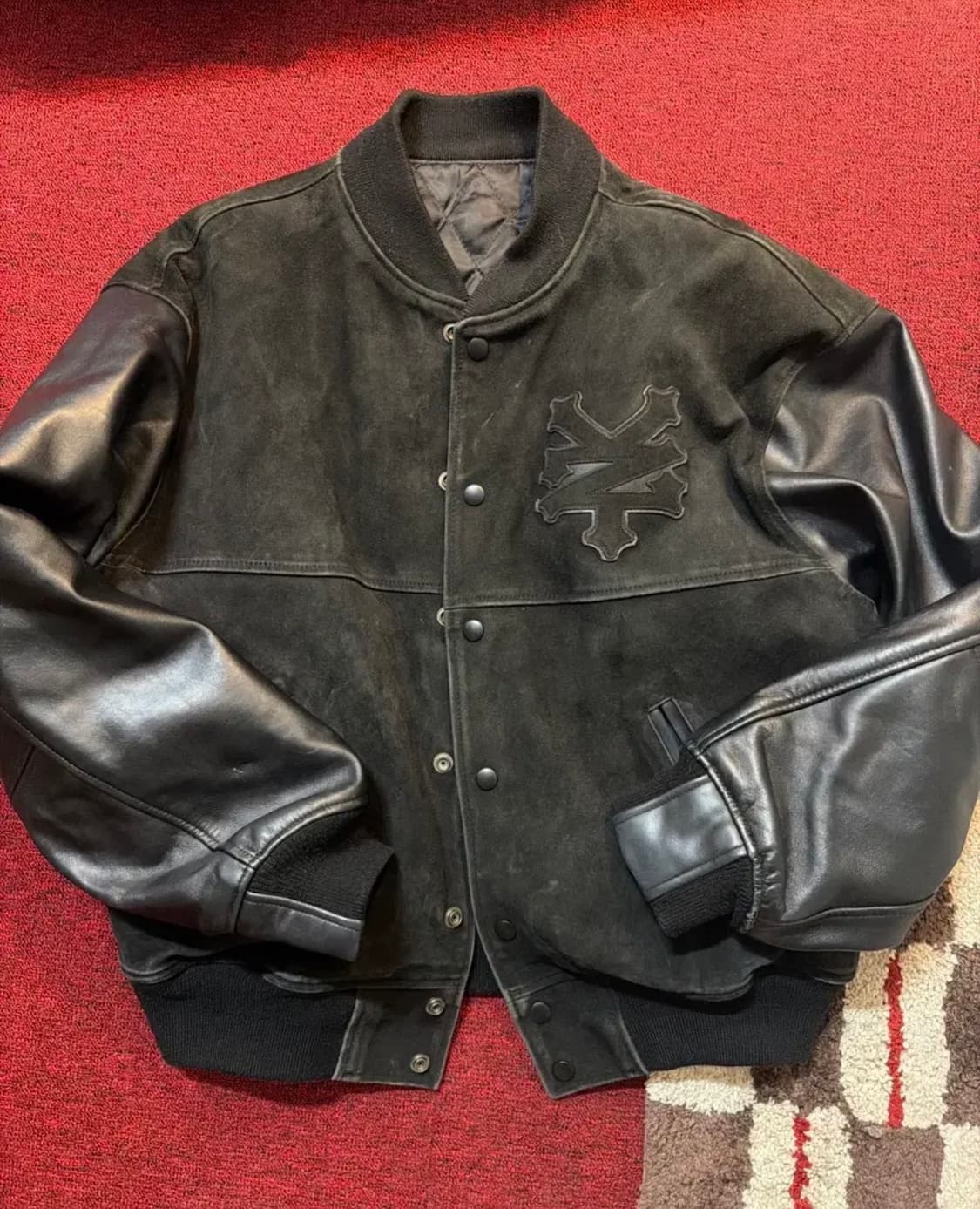 주욕 스웨이드 레더 바시티자켓 상품이미지1