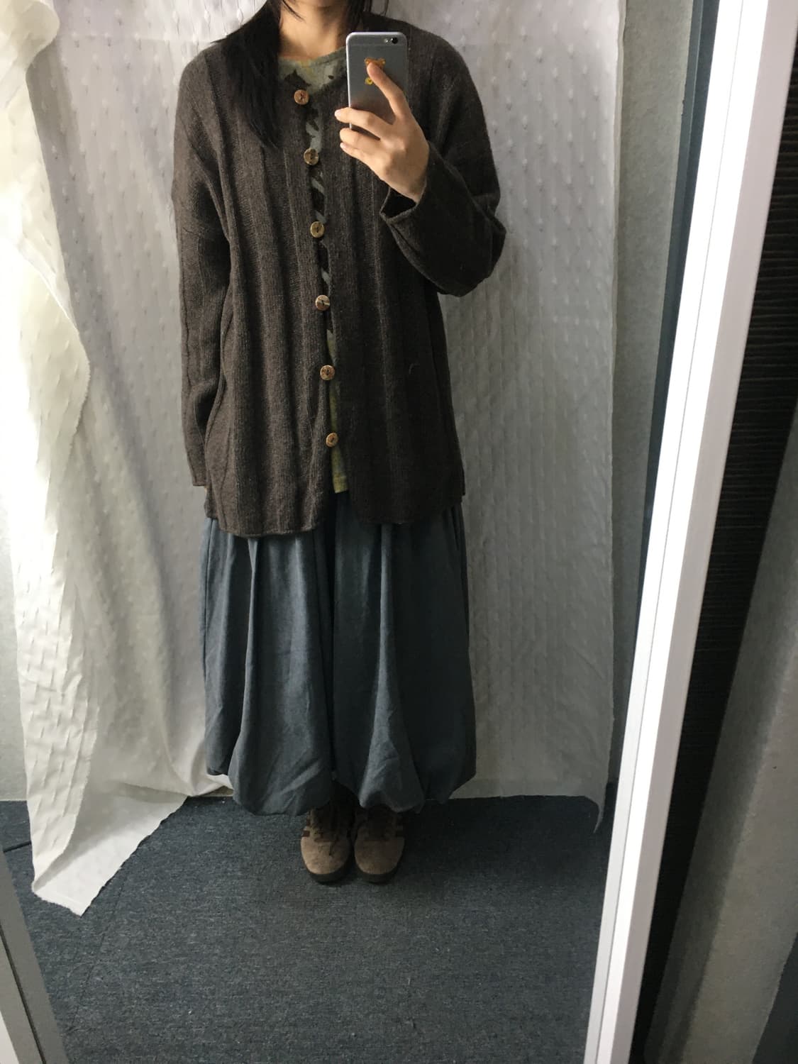 브라운 울 니트 가디건 상품이미지4