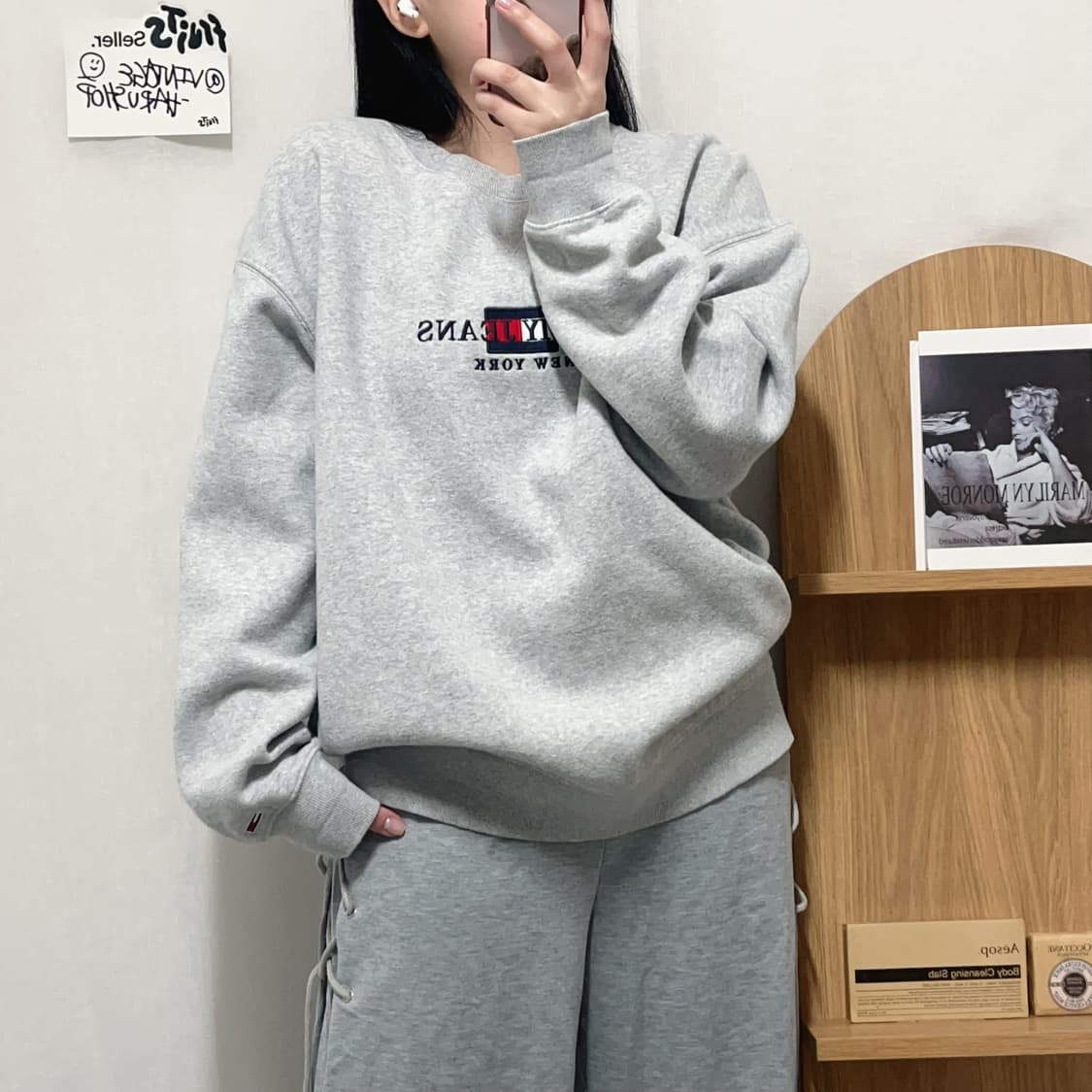 [정품] 타미 그레이 중앙로고 기모 맨투맨 [ XL ] 상품이미지2