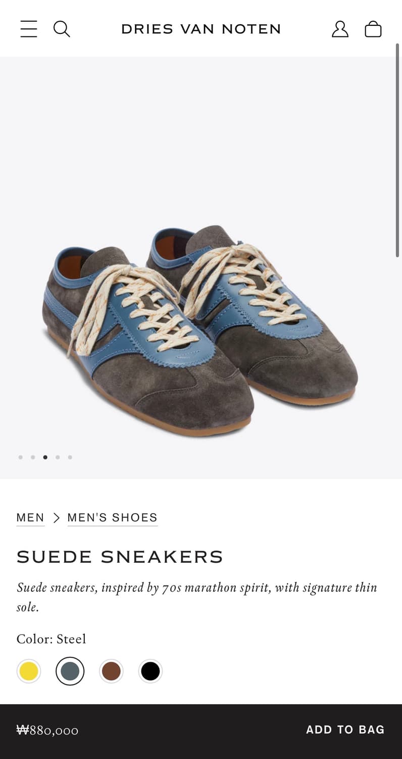 [43]드리스반노튼 26ss 스웨이드 스니커즈/스틸 상품이미지5