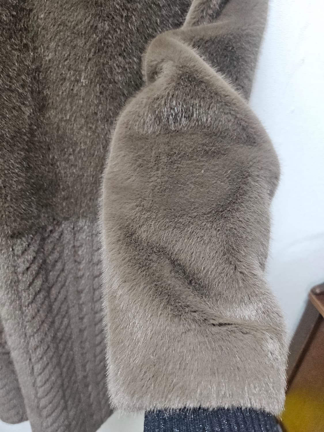 chowoosen  브라운 인조 밍크 롱코트  55 실측가단52 상품이미지5