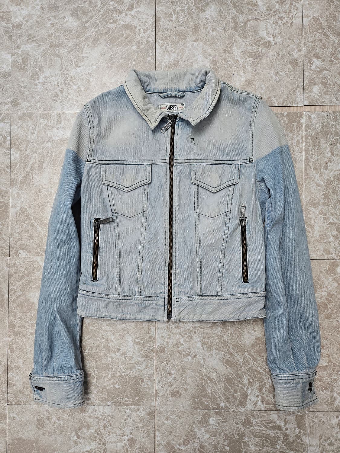 디젤 청 워싱 데님 크롭 자켓 XS 상품이미지1