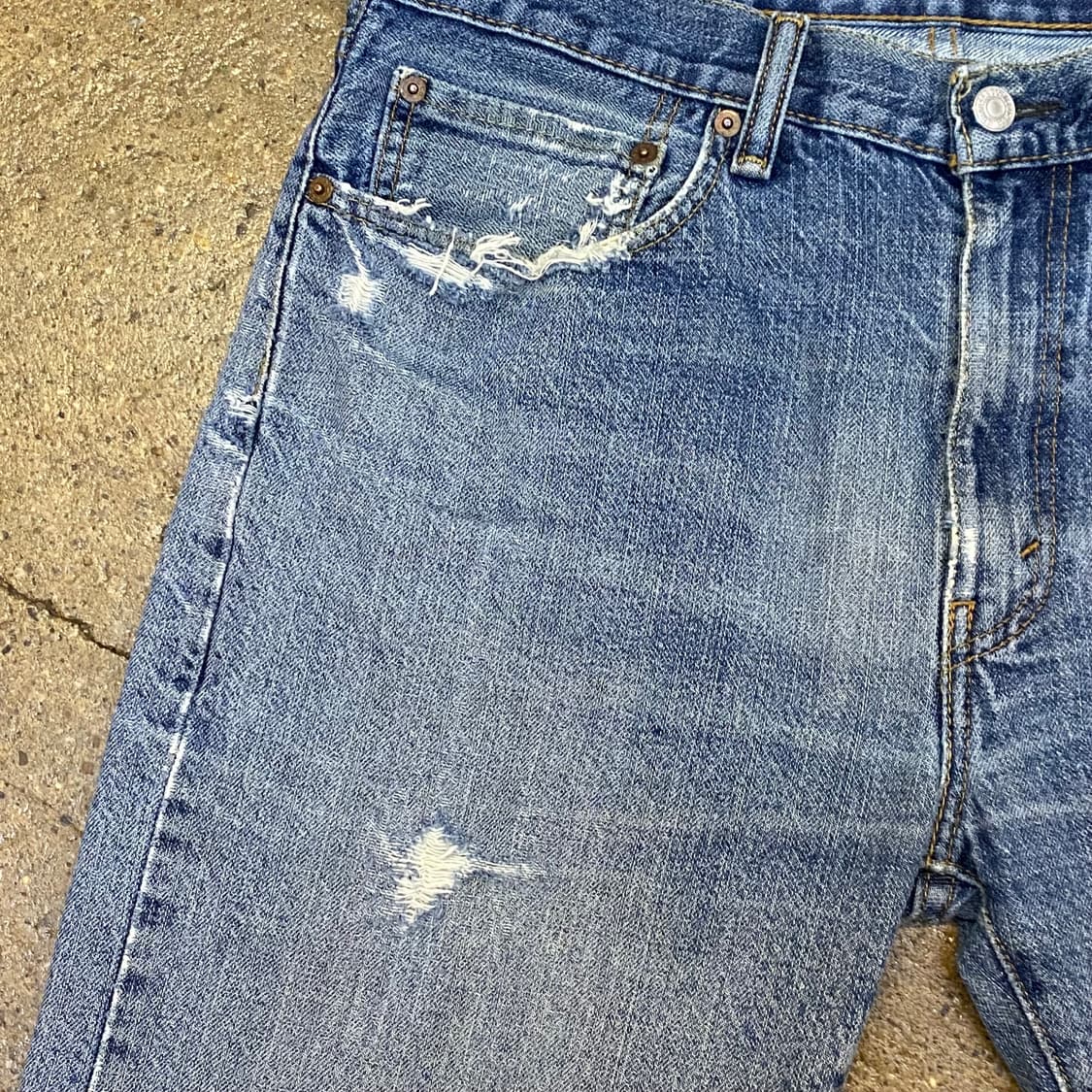 미국 빈티지 리바이스 505 찢청 연청바지 34 상품이미지4