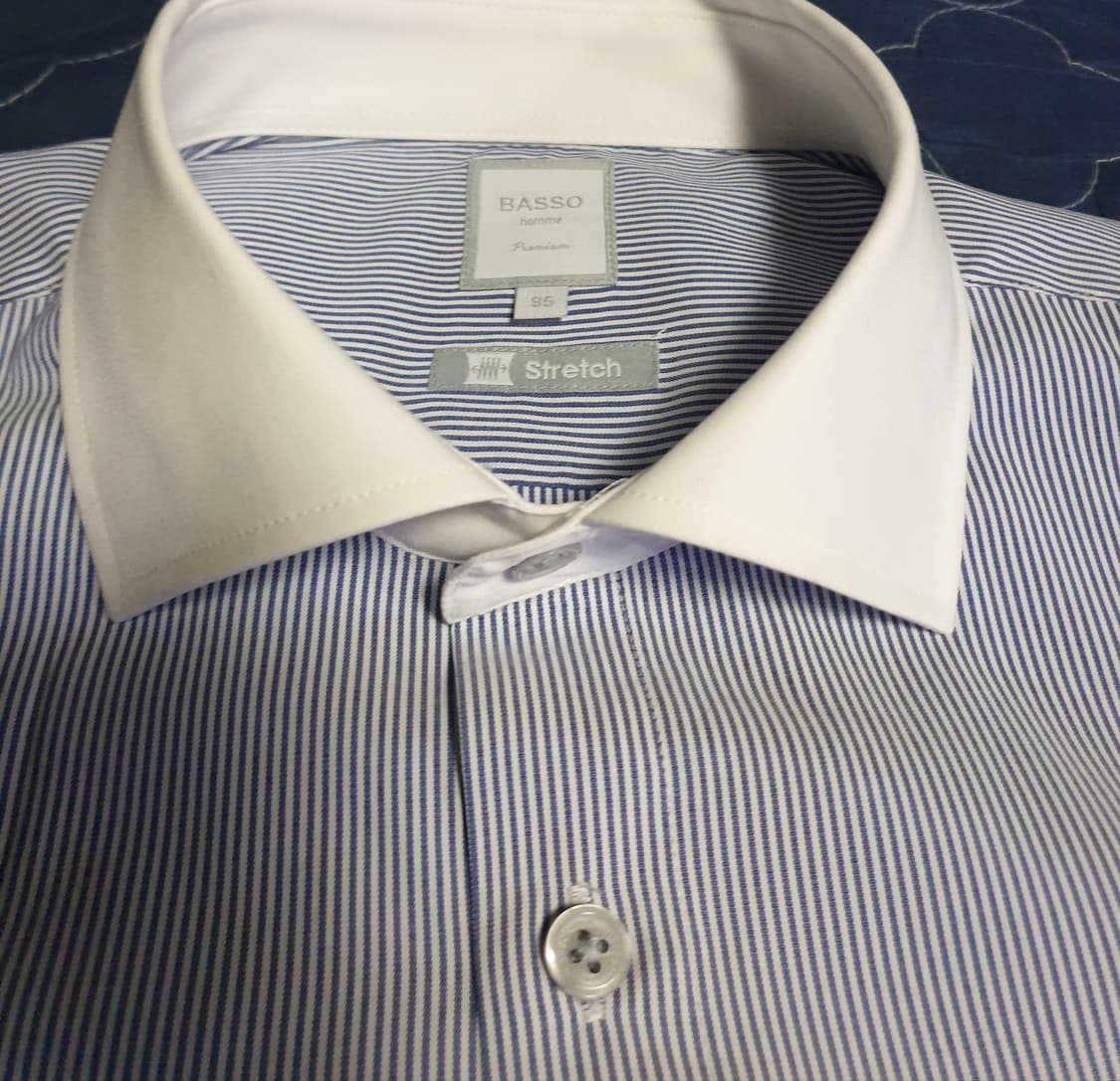 (23ss) 바쏘옴므 프리미엄 스트레치 스트라이프 정장셔츠 블루 (95) 상품이미지2