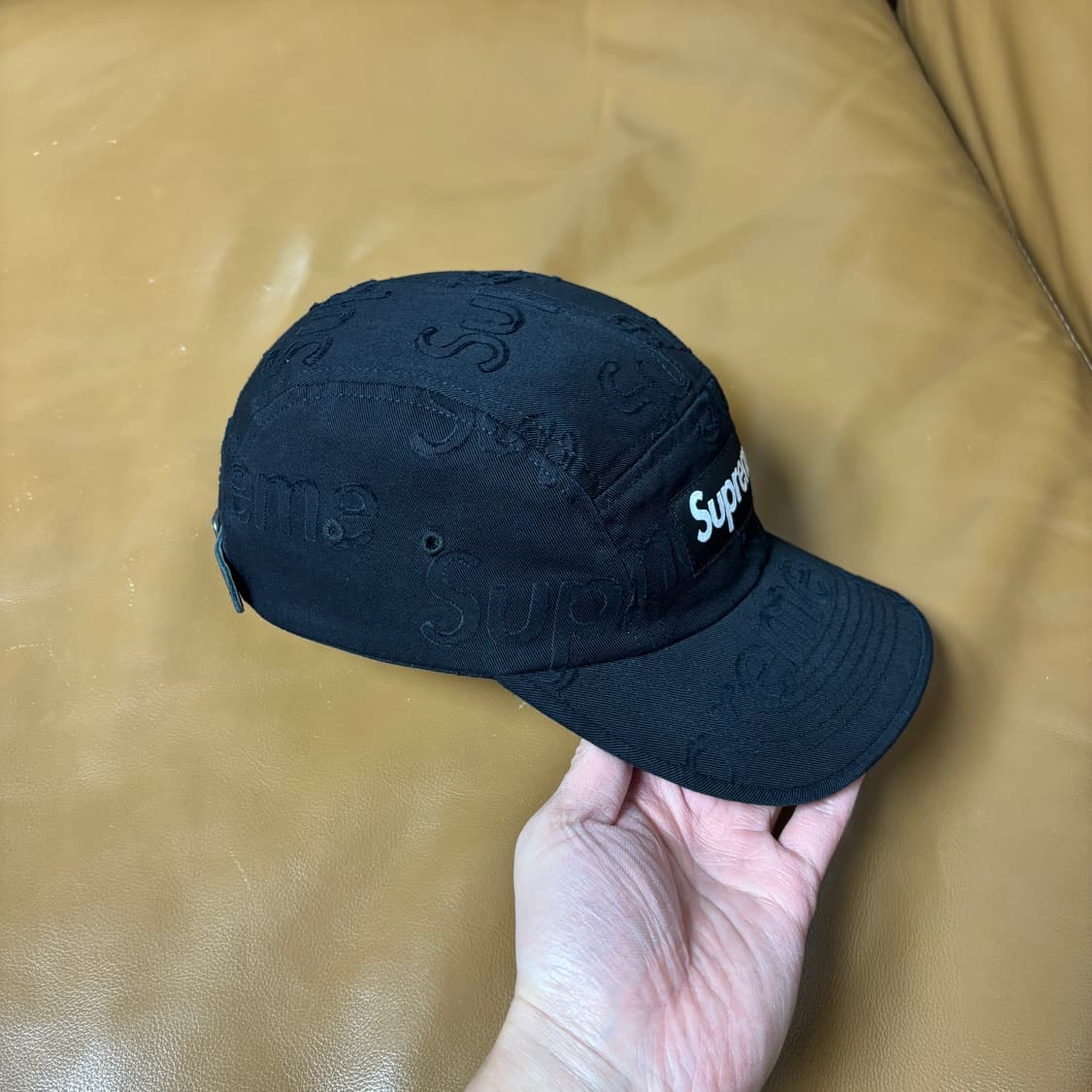 슈프림 캠프캡 모자 박스로고 레이저드 블랙 상품이미지3