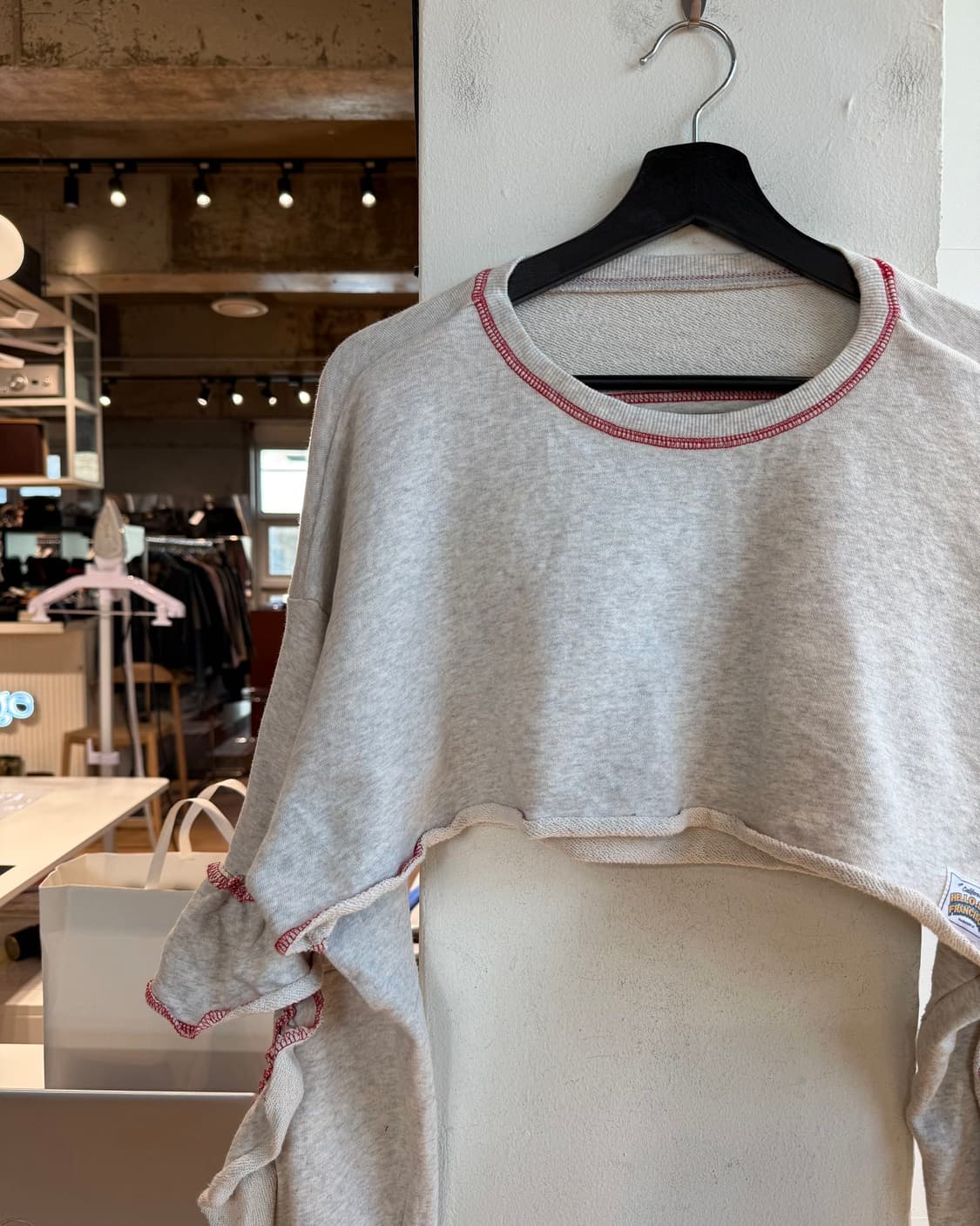 vtg 멜란지 그레이 셔링 크롭 스웻 셔츠  상품이미지4