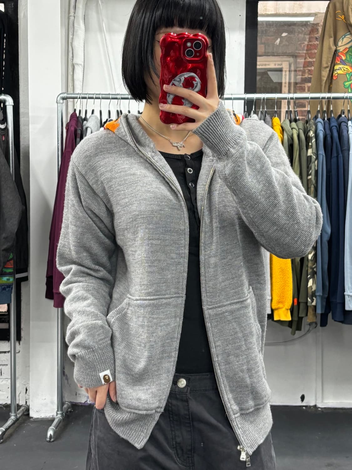 베이프 타이거 샤크 니트 후드집업 상품이미지4