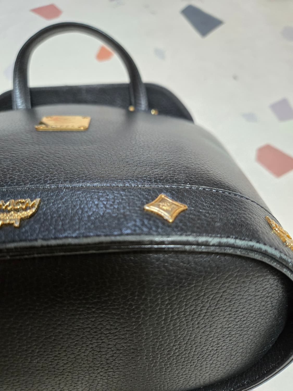 MCM 블랙 가죽 버킷백 토트백 빈티지 상품이미지9