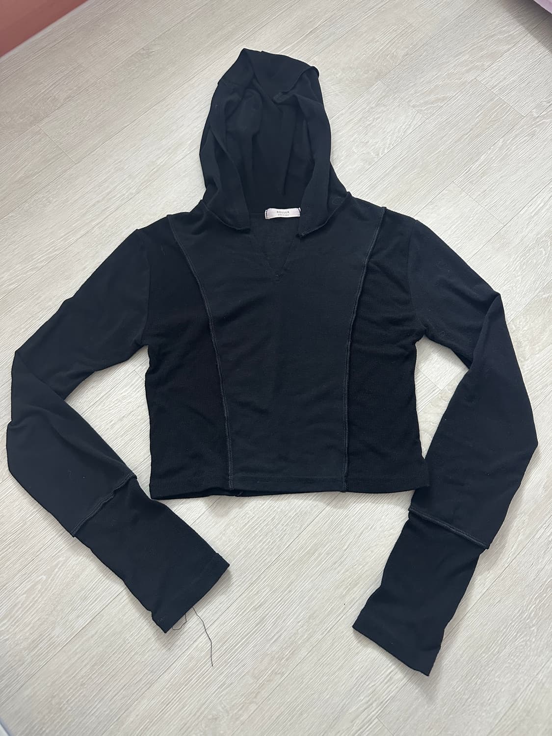 드로우어텐션 크롭 후드 긴팔티 상품이미지3