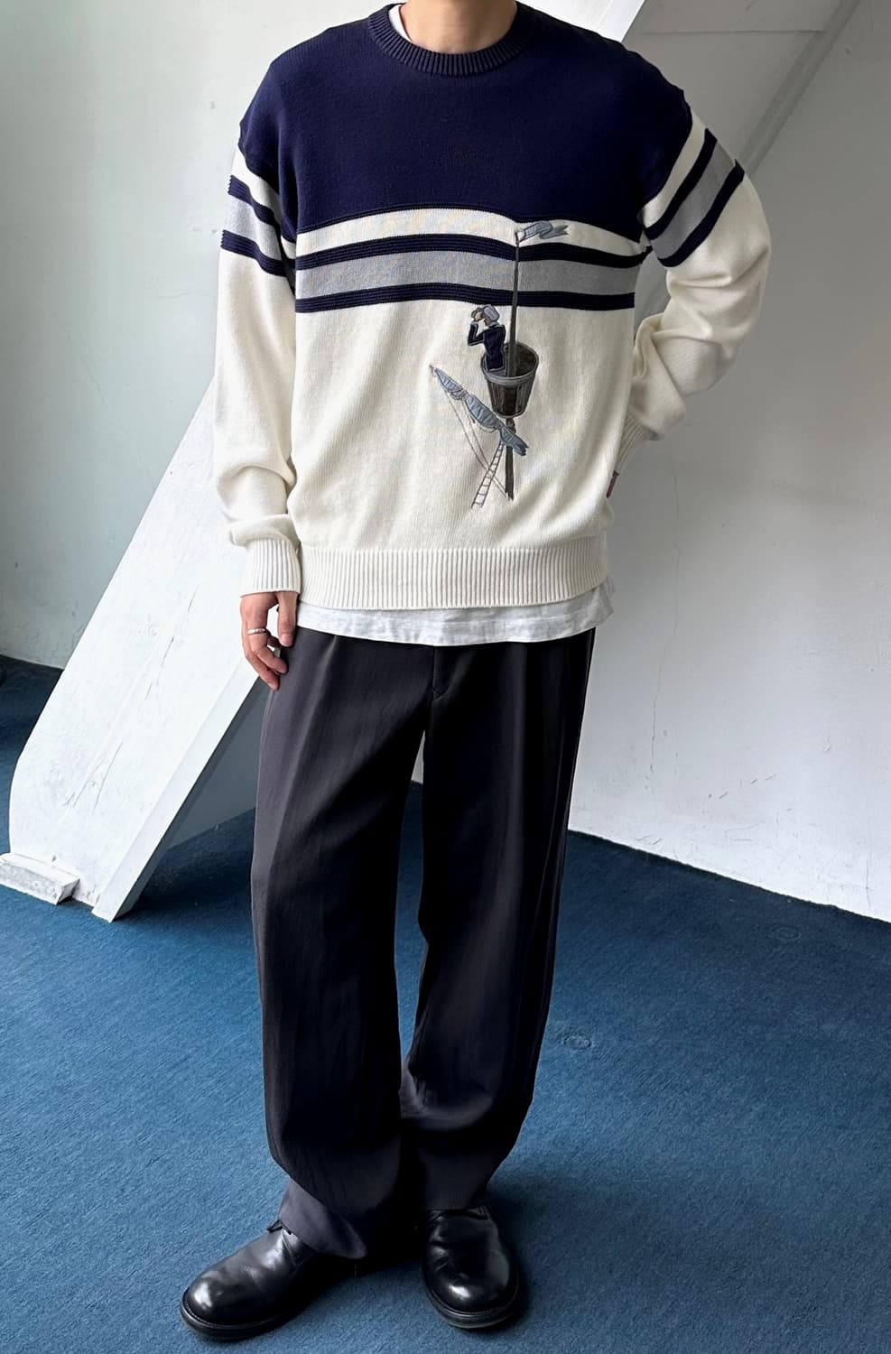 JPN made stitch design crew neck knit 상품이미지4