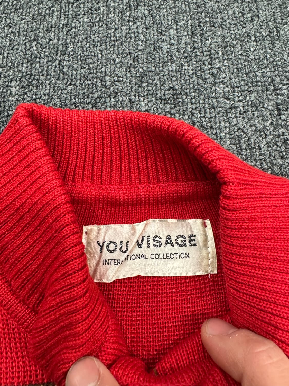 OS)You visage 빈티지 패턴 카라 니트 가디건 상품이미지5