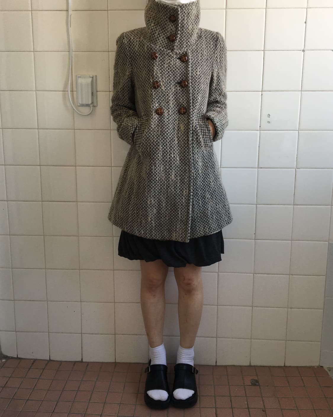 High neck double button coat 상품이미지1