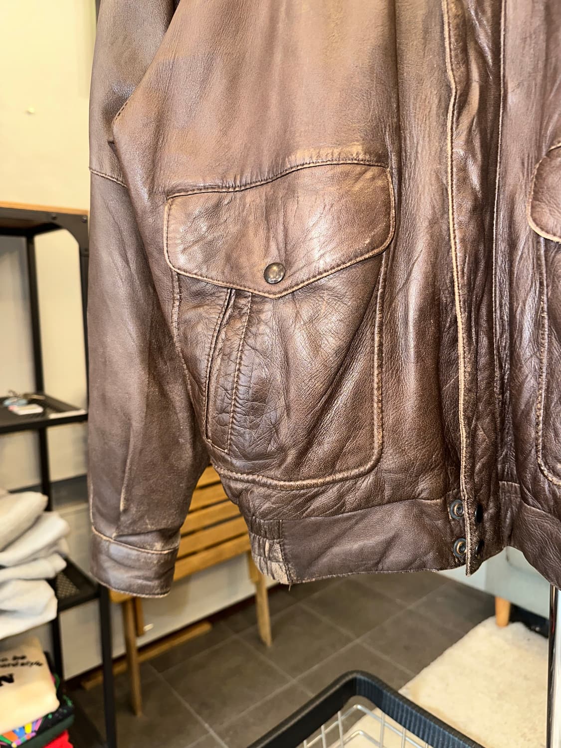90’s Japanese Shell-leather aged jacket 상품이미지7