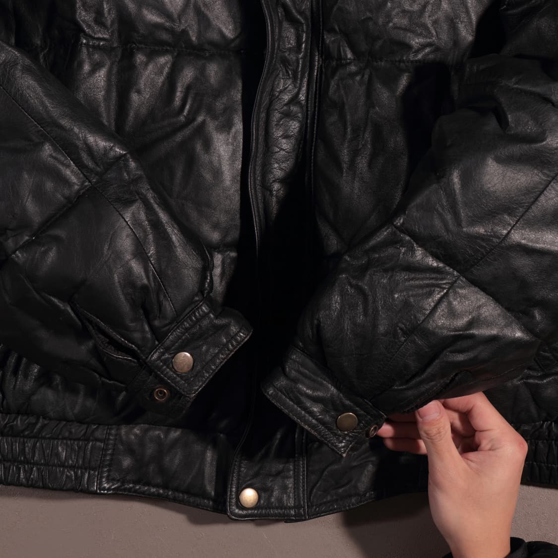 90s 일본빈티지 소가죽 레더 패딩 상품이미지4