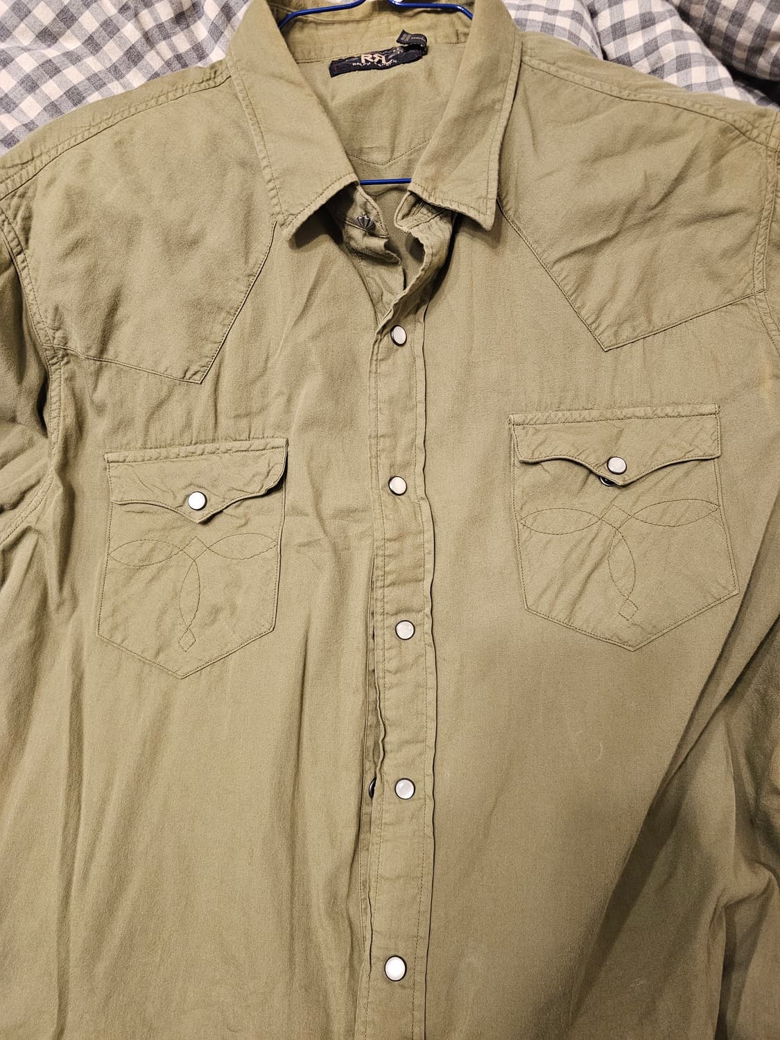 더블알엘 웨스턴 올리브 드랩 셔츠 XXL 상품이미지2
