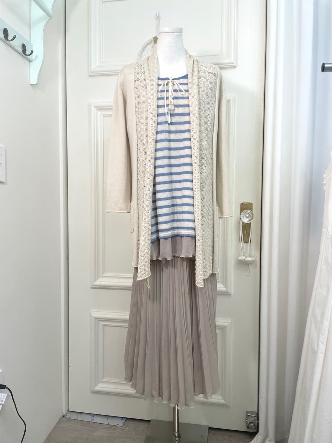 ivory crochet blue stripe layered mori 3 상품이미지1