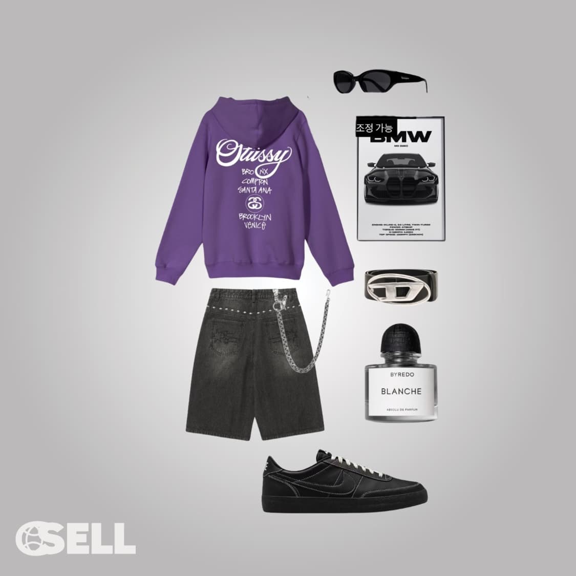 스투시 월드투어 퍼플 후드티 상품이미지2