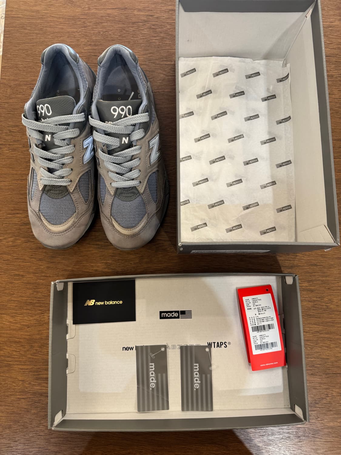 [255mm] 뉴발란스 x 더블탭스 990v2 메이드 인 USA 그레이 상품이미지9