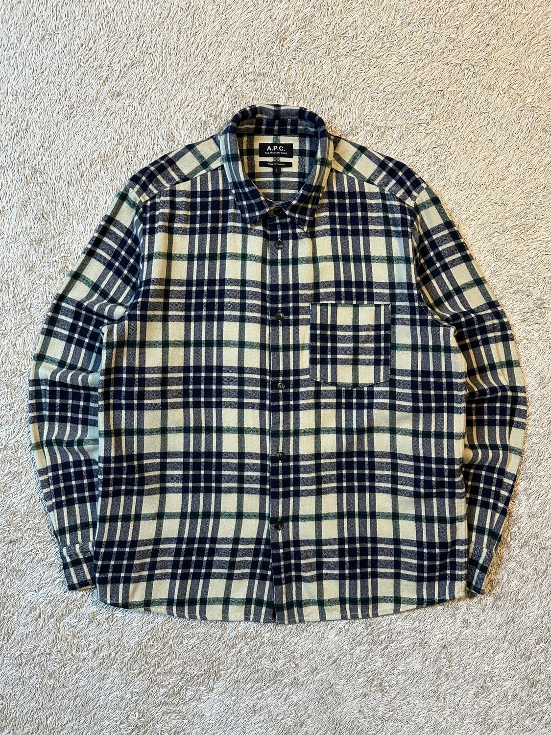 아페쎄 A.P.C. 원포켓 울 플란넬 체크셔츠 상품이미지1