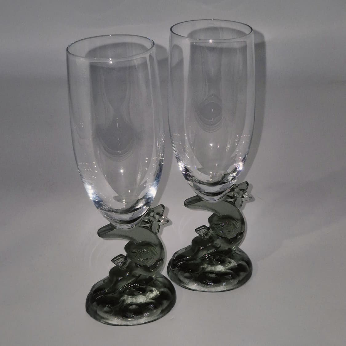 80s 이시즈카 유리 공예 천사&달 샴페인 잔 1p 상품이미지5