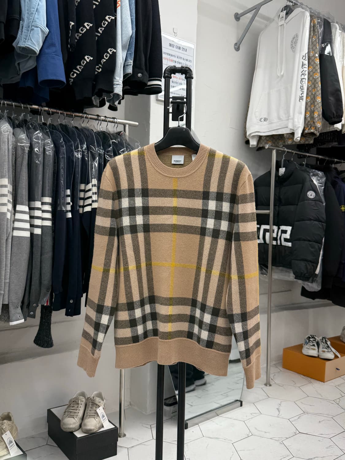 [M] 버버리 캐시미어 체크 니트 상품이미지1