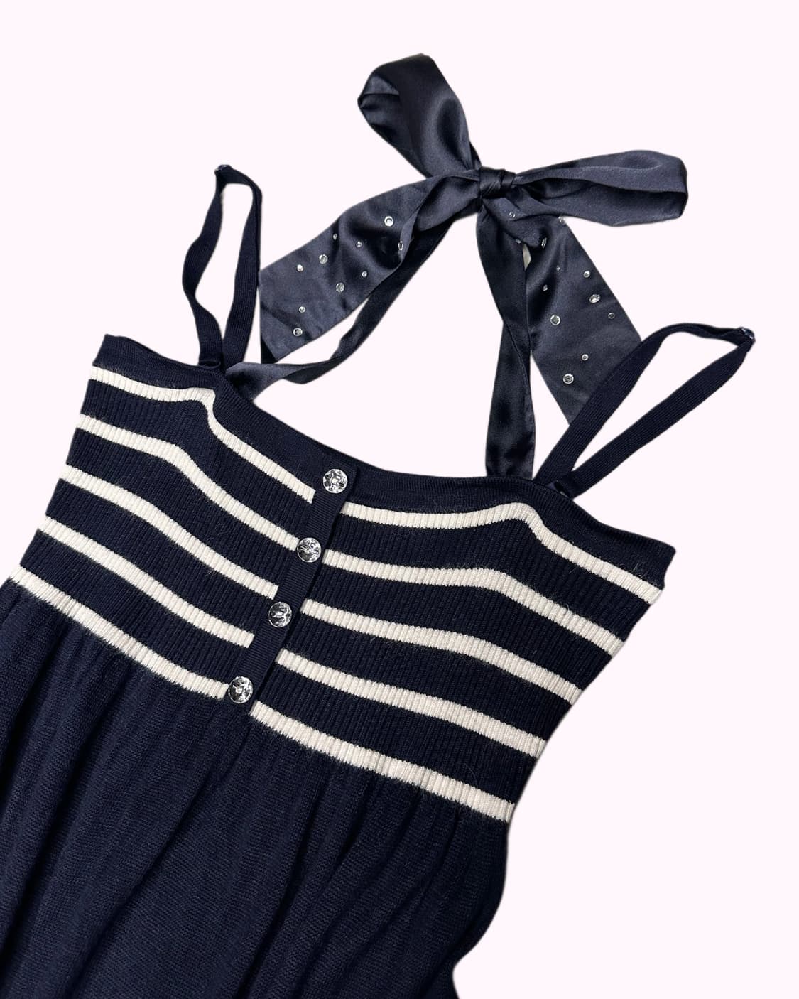 navy knit halter ribbon top 상품이미지2