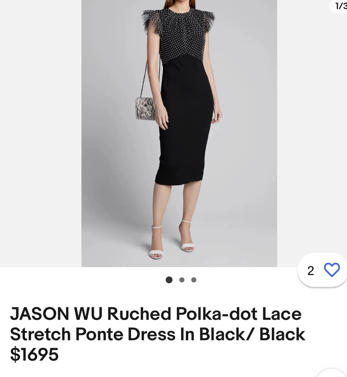 새상품 컨디션 Jason Wu 블랙 물방울 미디 원피스 사이즈 0(44사 상품이미지1