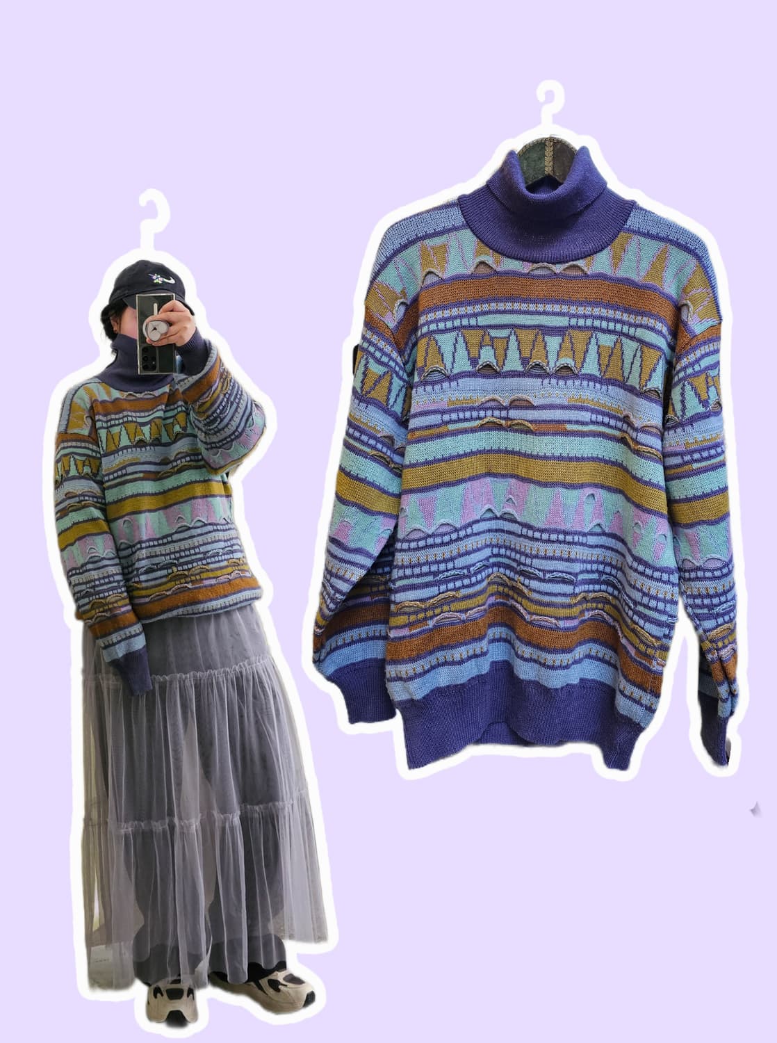 Jean-cox 에스닉 패턴 목폴라 상품이미지1