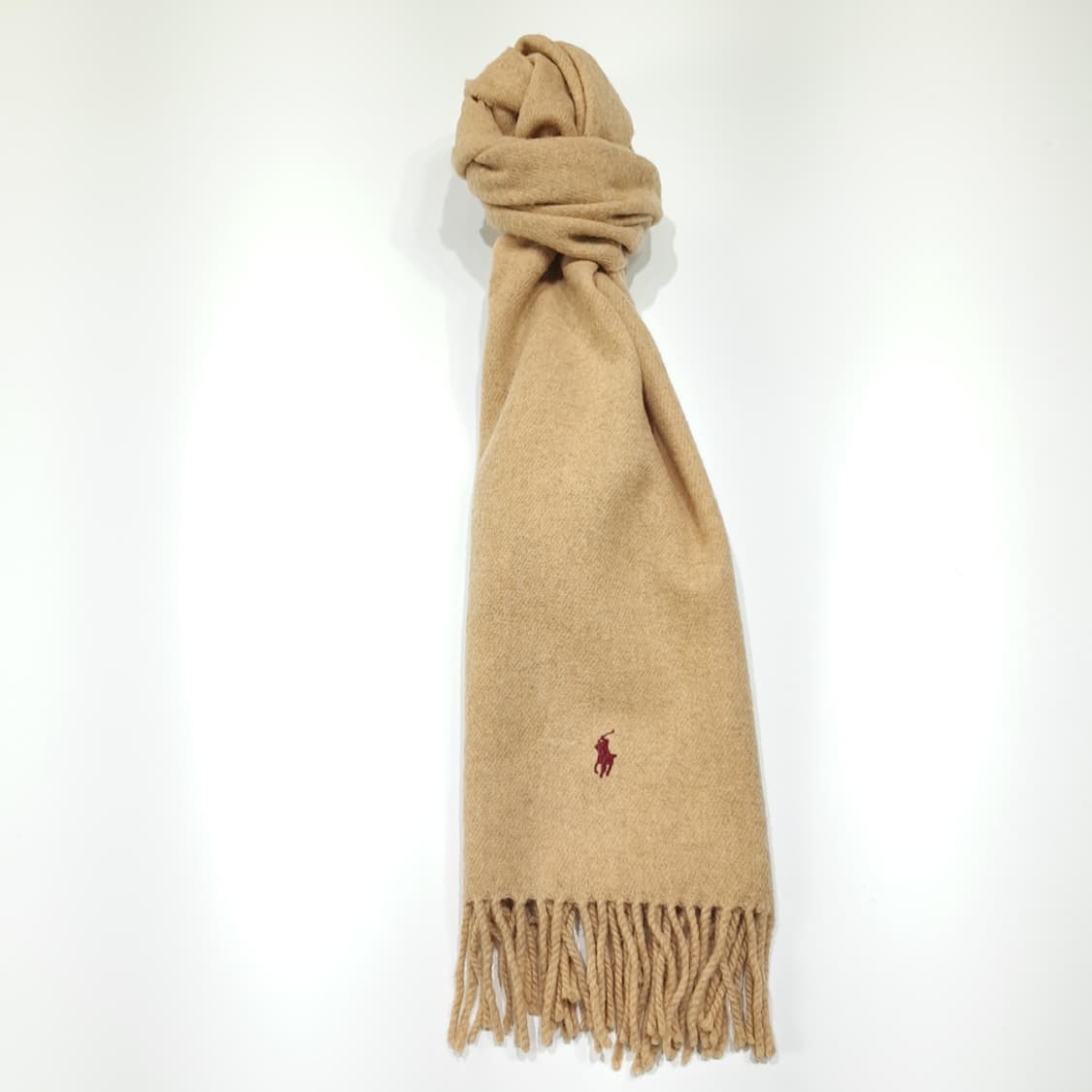 MX593 폴로 90s 스코틀랜드판 램스울 버건디포니 카멜 머플러 목도 상품이미지3