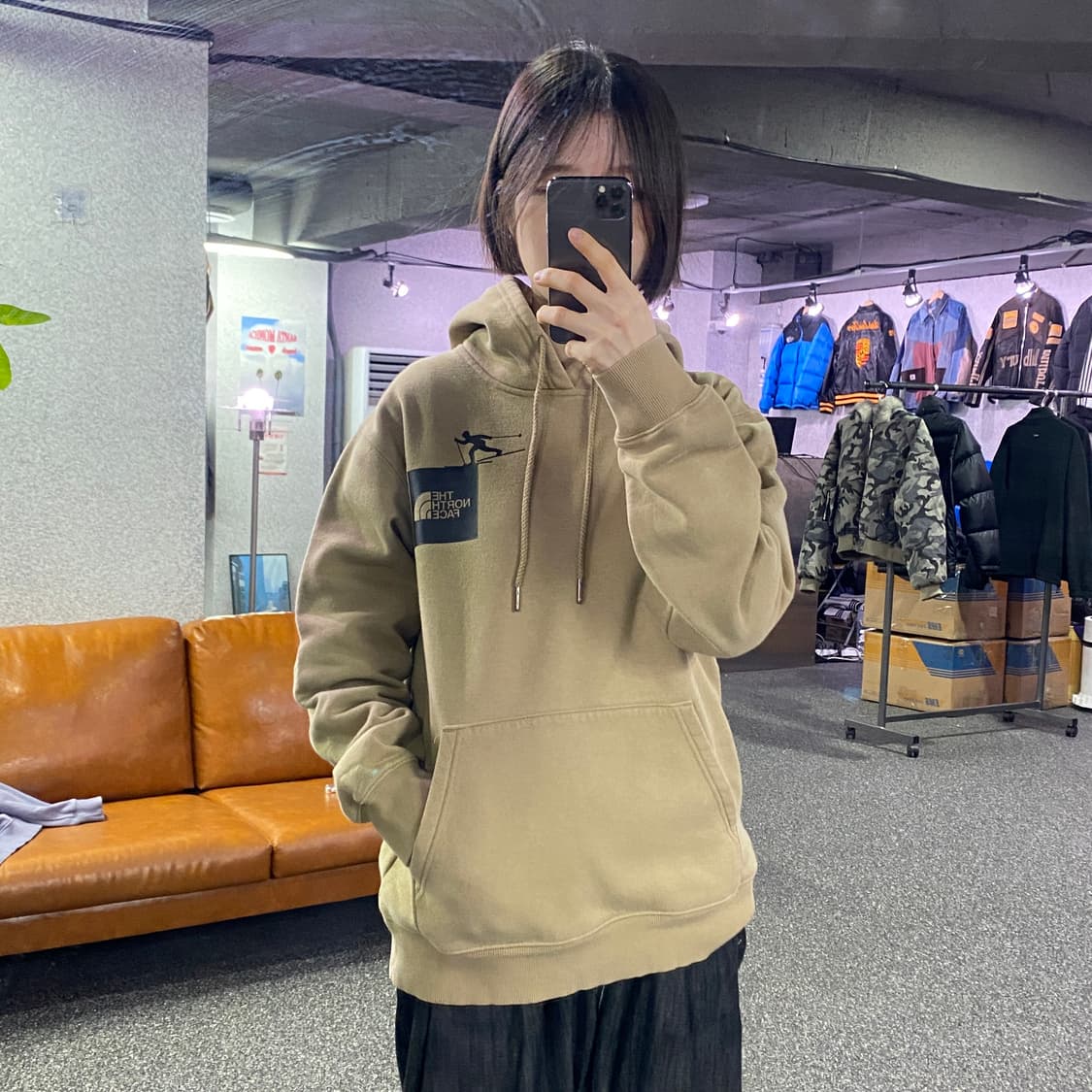 노스페이스 빅로고 스키 브라운 후드티 B3571 상품이미지1