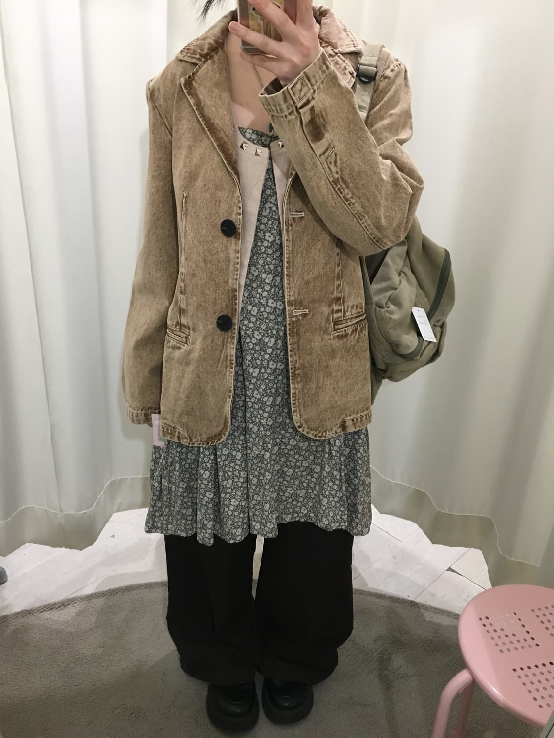 브라운 워싱 버튼 자켓 상품이미지3