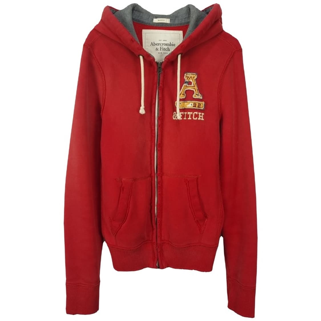[아베크롬비] Y2K 빈티지 로고 패치 후드 집업 레드 M19084 상품이미지2