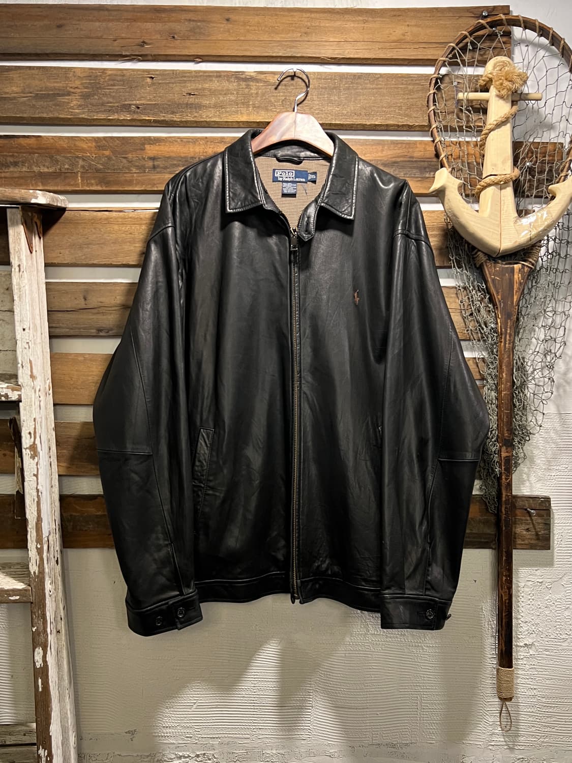[XL]폴로 랄프로렌 맥스웰 램스킨 블랙 레더 자켓 상품이미지1