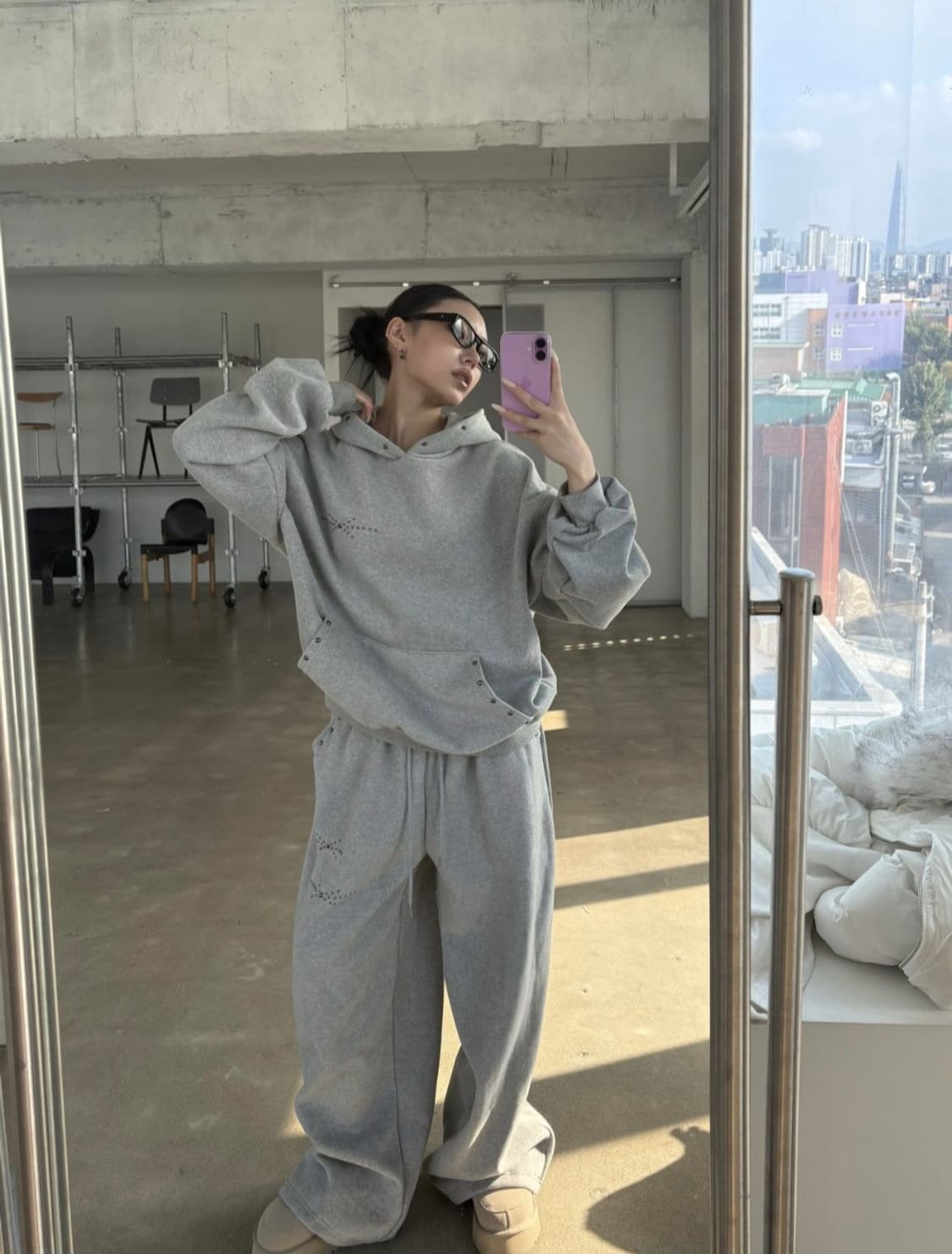 양기모 스터드 후드 셋업 상품이미지2