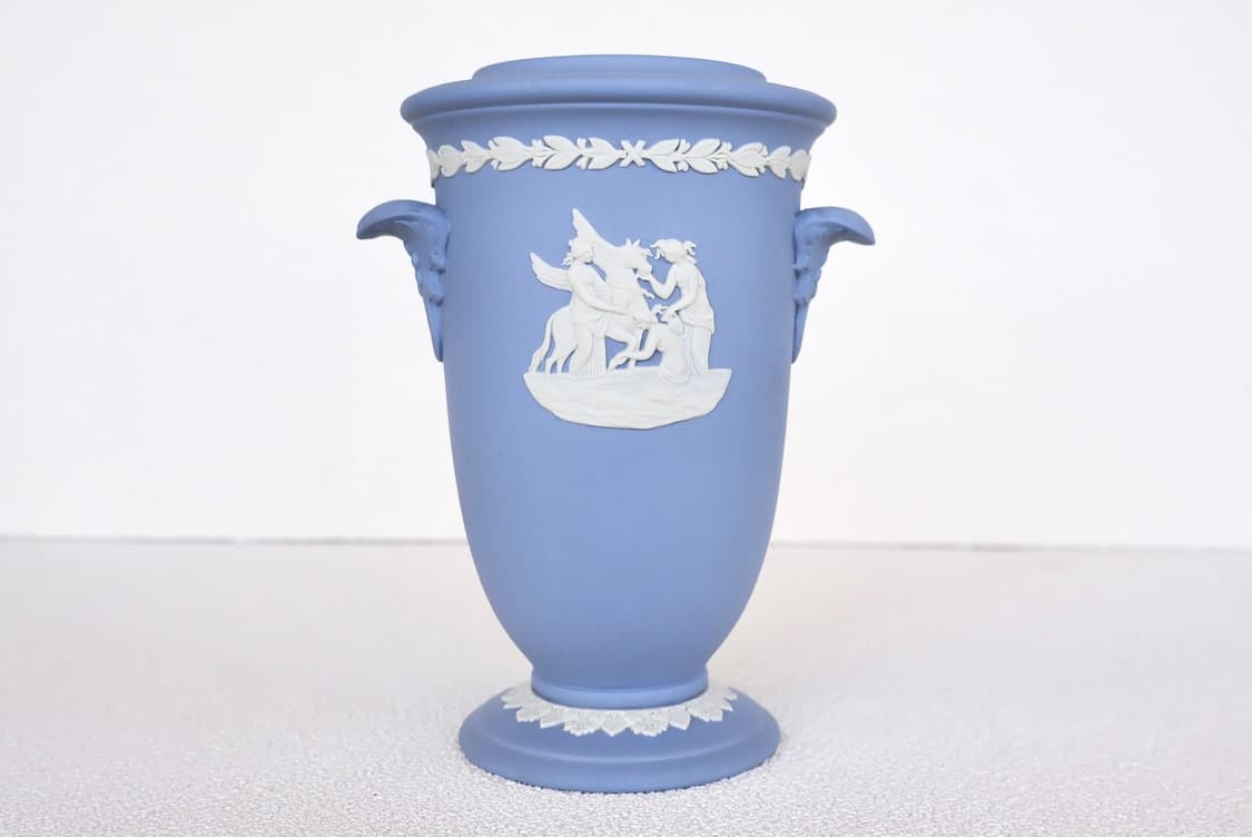 [영국앤틱] 웨지우드 제스퍼웨어 양손잡이 중형화병(박스o)_페일블루 상품이미지1