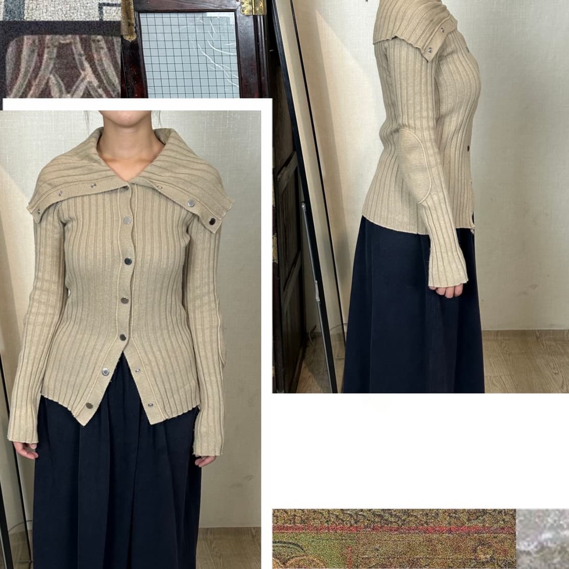 엠포리오 아르마니 엘보 패치 하이넥 가디건 상품이미지1