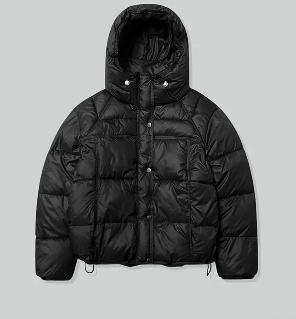 후드 푸퍼 숏패딩 블랙 상품이미지1