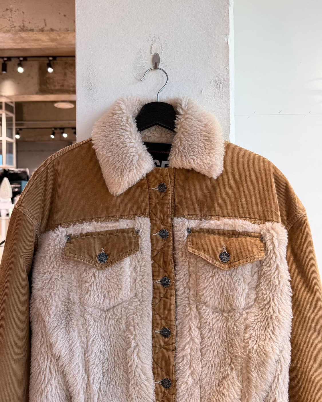 디젤 브라운 W-ARY 플리스 코듀로이 자켓 상품이미지3