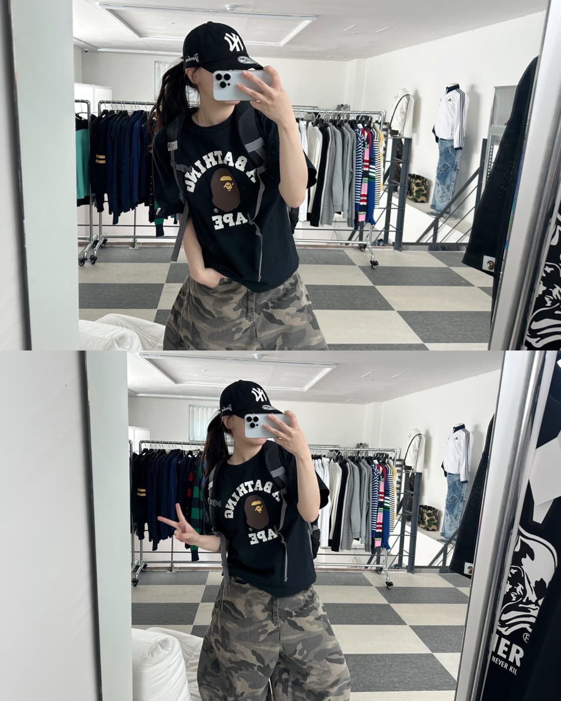 베이프 블랙 컬리지 반팔 티셔츠  상품이미지3