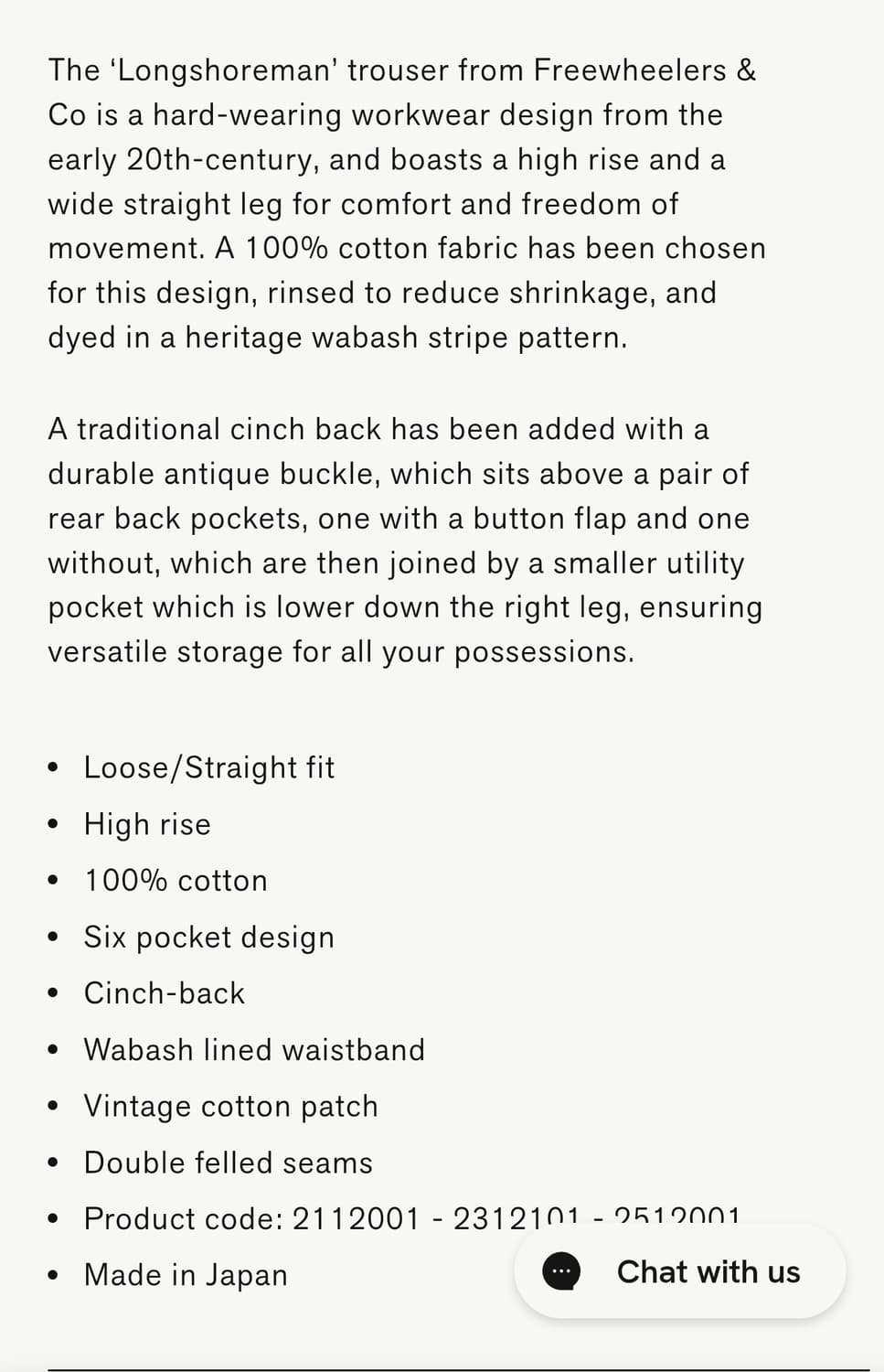 freewheelers 프리휠러스 롱쇼어맨 스트라이프 워크 팬츠 상품이미지2