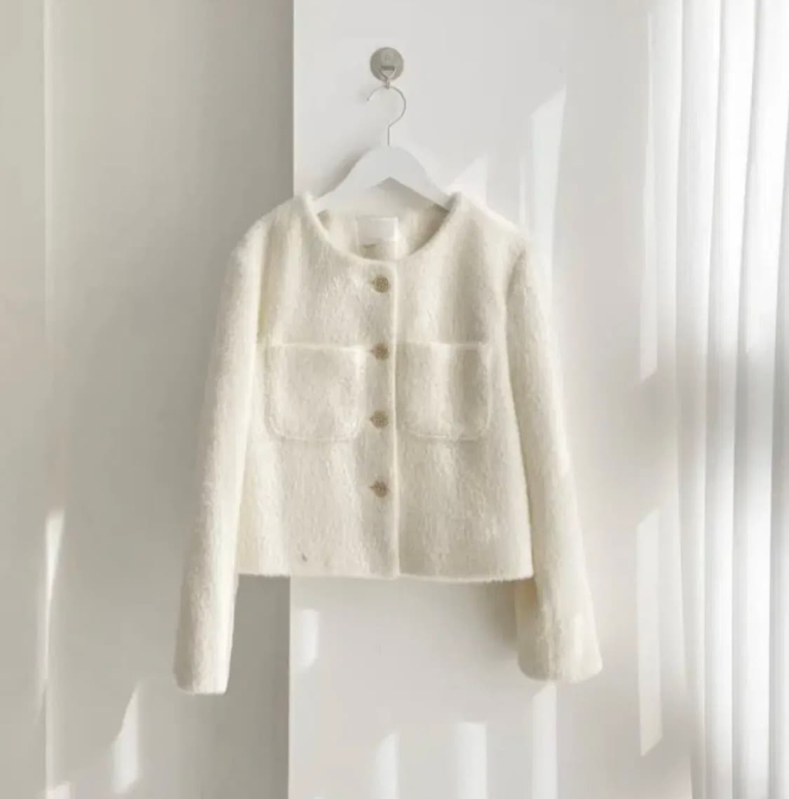 (새상품) 앙고라 퍼 트위드 자켓+펄미니 스커트 세트 아이보리 FREE 상품이미지1