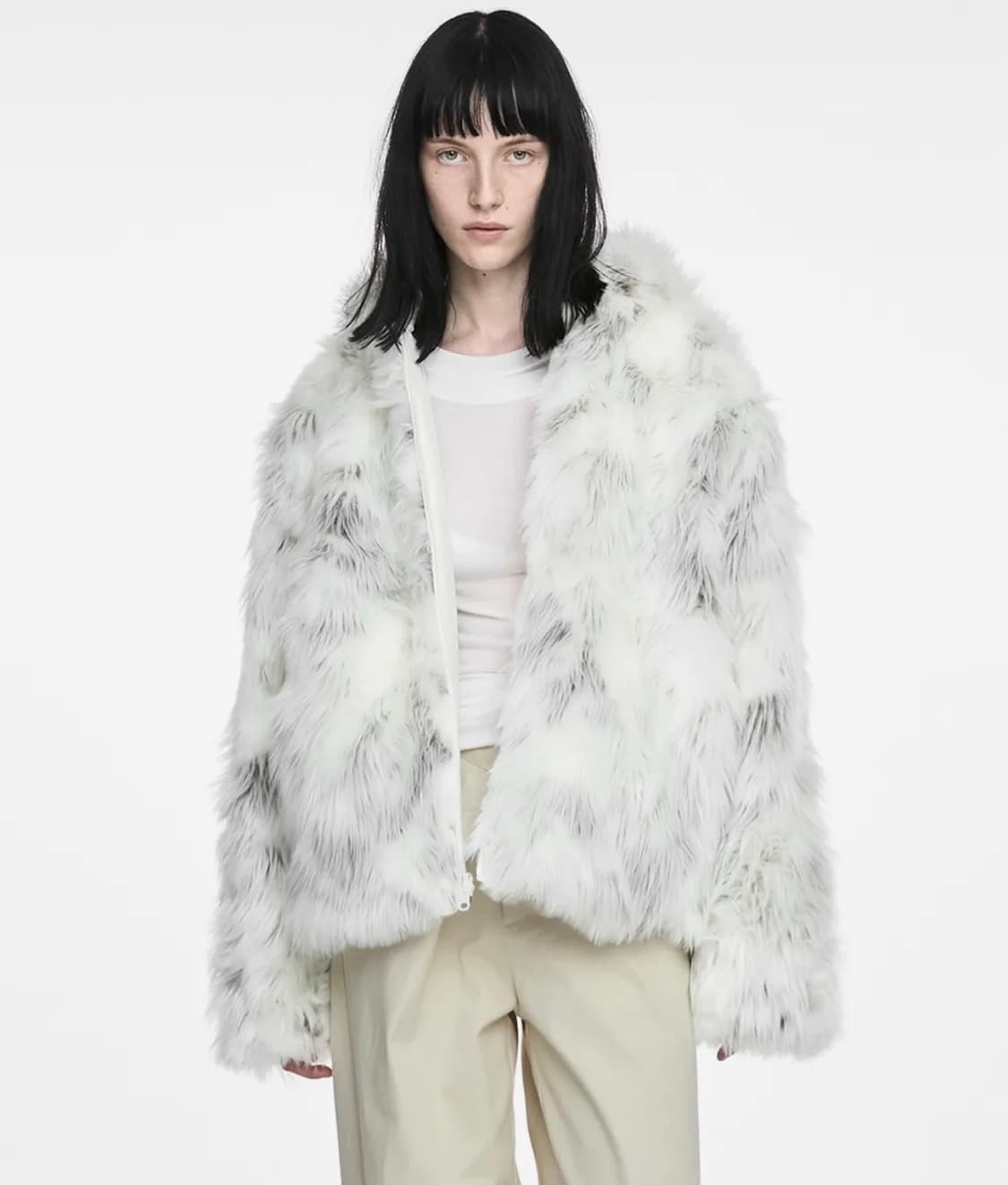 나체 리버시블 후디 폭스 퍼 자켓 크림 상품이미지3