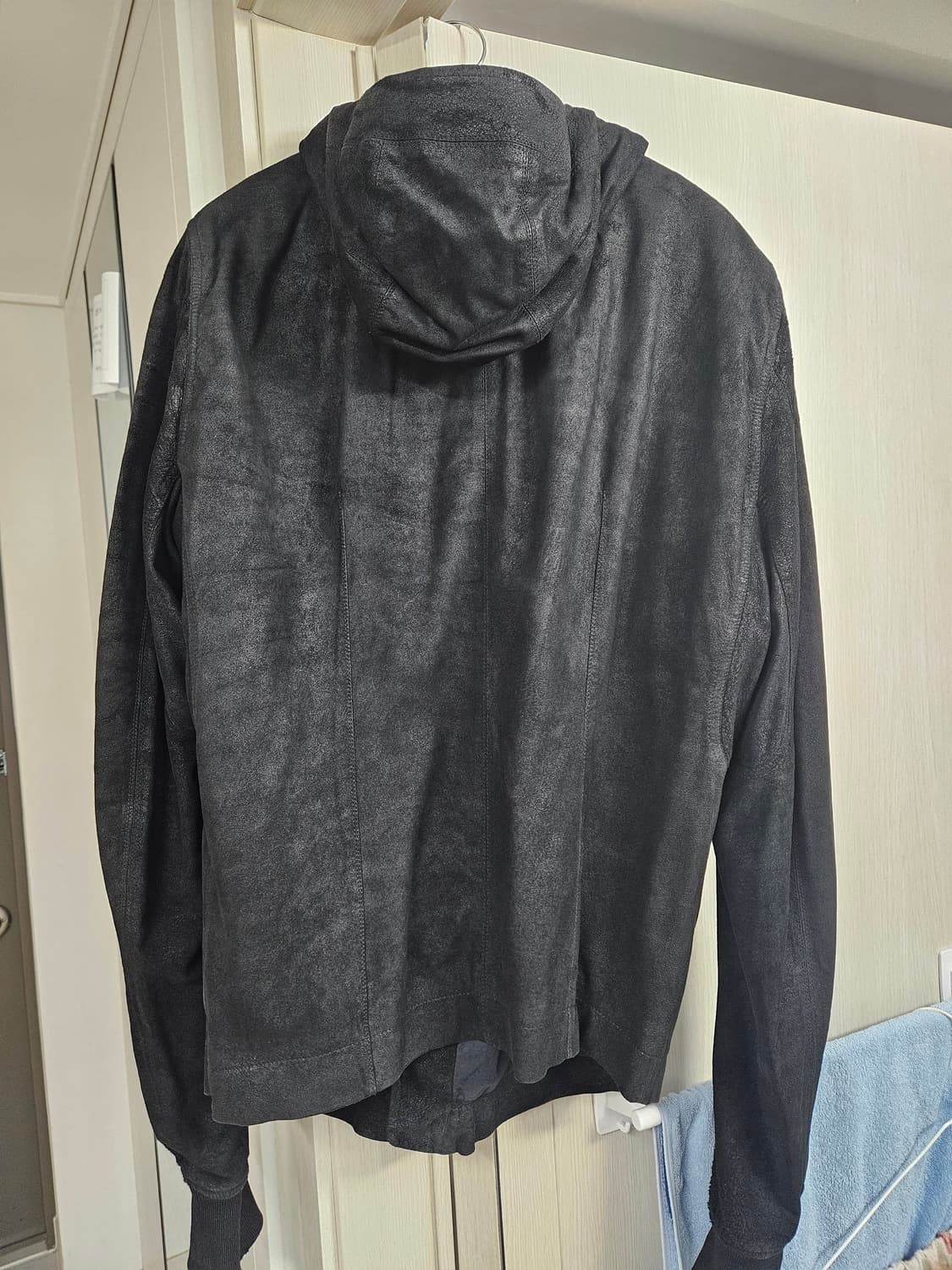 릭오웬스 불렛 스쿠버 레더 후드 사선집업 50 사이즈 상품이미지2