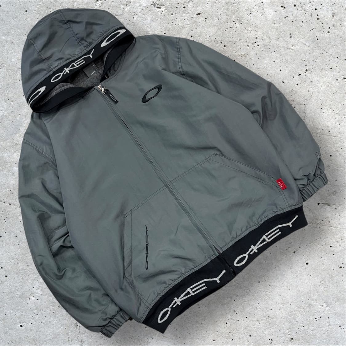 [XL] 90-00s 오클리 소프트웨어 레드탭 후드집업 그레이 B456 상품이미지1