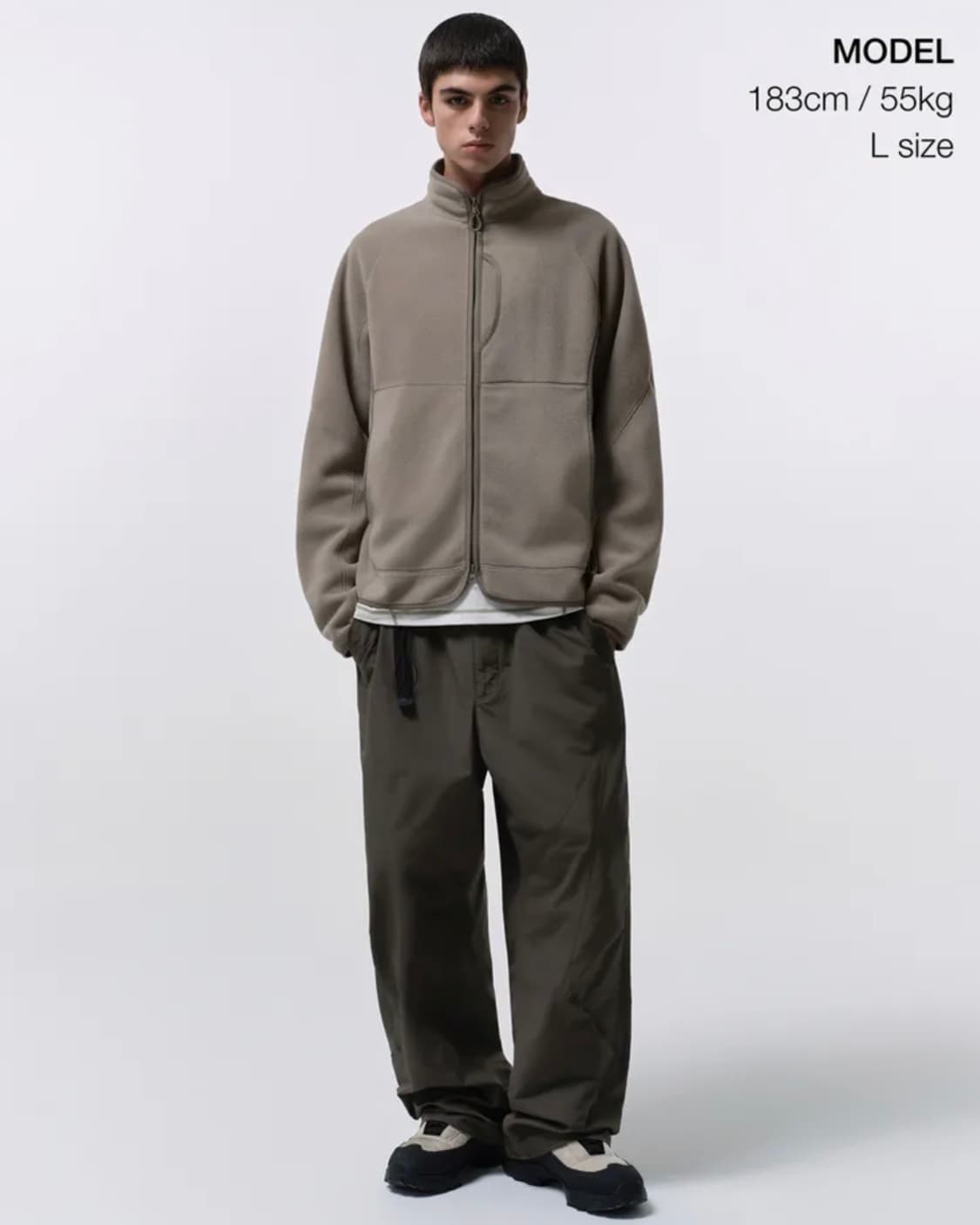 무탠다드/ 시티 레저 플리스 하이넥 자켓 머드베이지/ L 상품이미지2